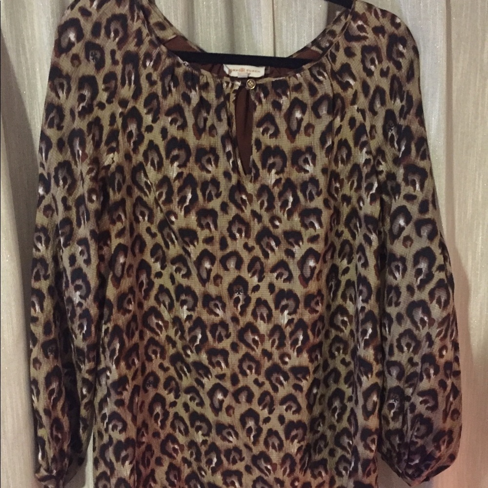 Tory Burch- Leopard Print Silk Blouse